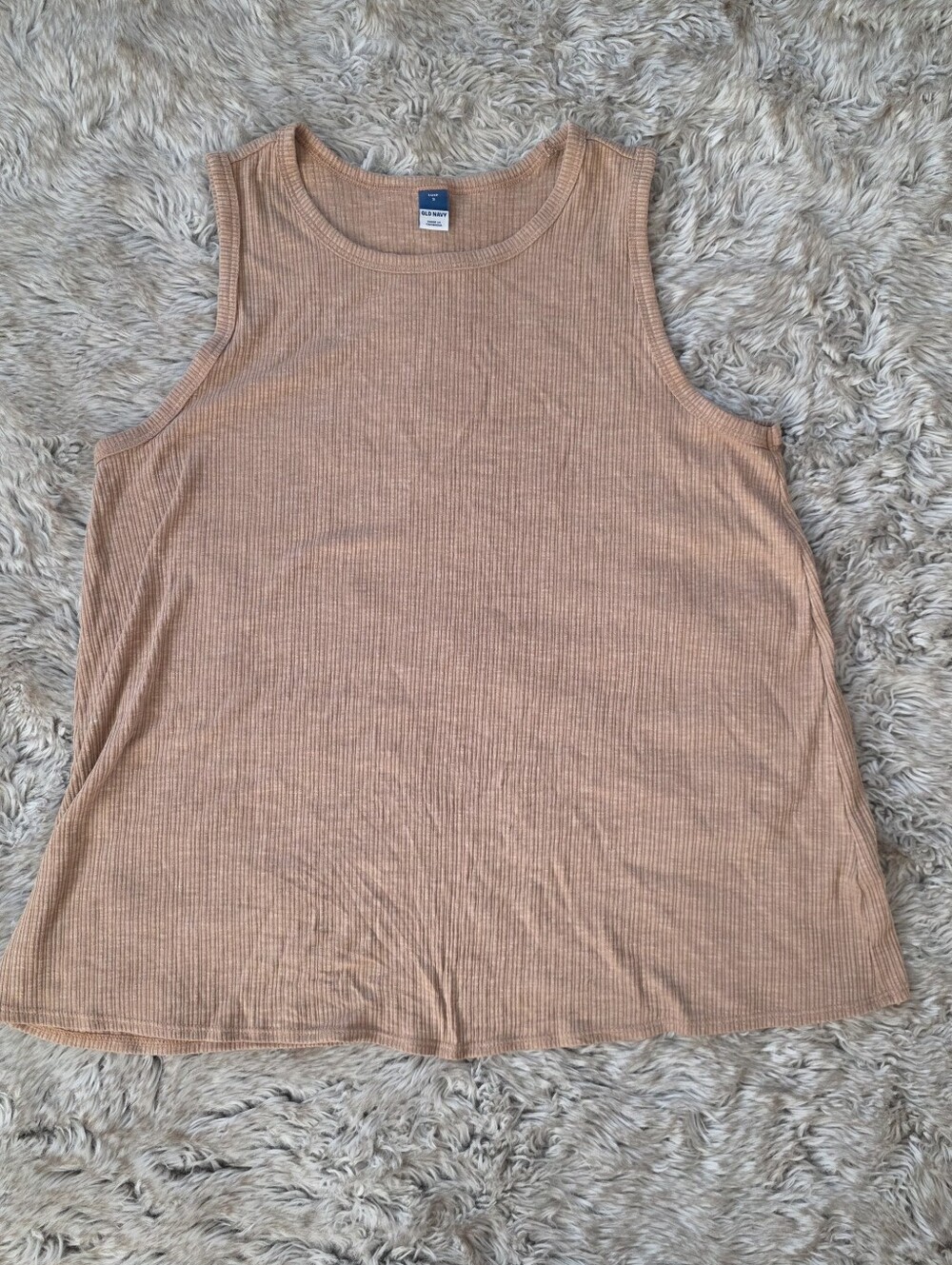 Old Navy Luxe Ribbed Sleeveless Tank Top Tan Women's Size Small